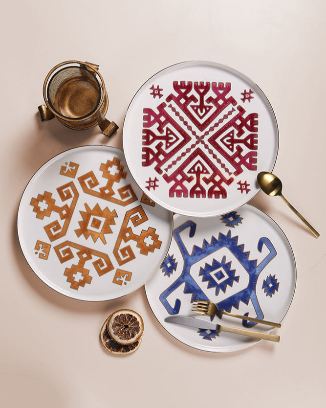 Moorish Motif Flat Plate - Saffron Gold