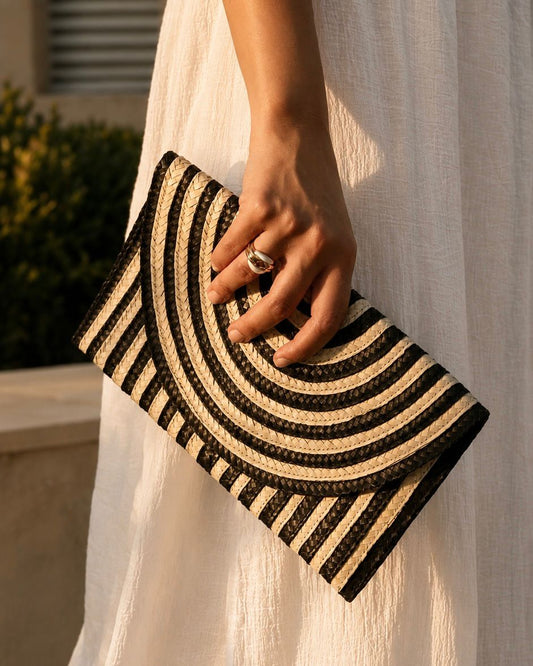 Sophia Palm Clutch - Striped