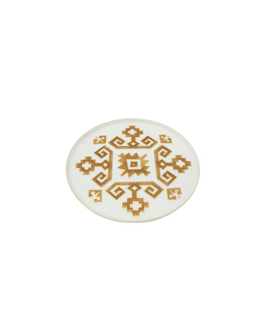 Moorish Motif Flat Plate - Saffron Gold