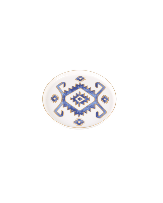 Moorish Motif Flat Plate - Indigo Blue