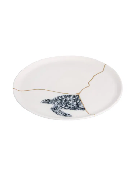 Kintsugi-Inspired Spirits Flat Plate - Turtle
