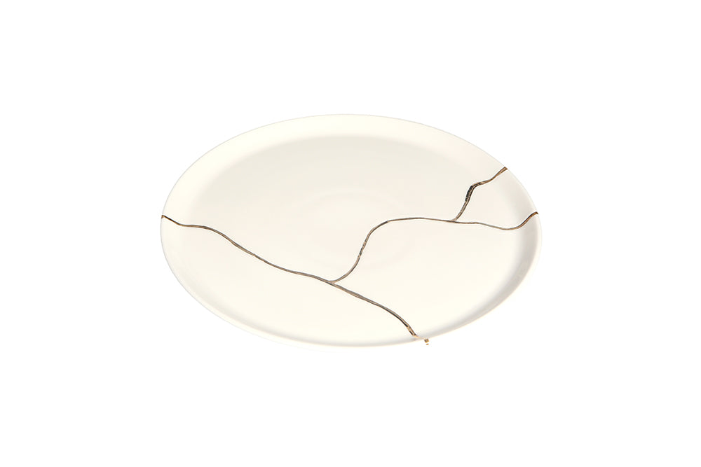 Kintsugi-Inspired Spirits Flat Plate - Gold Banded