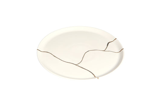 Kintsugi-Inspired Spirits Flat Plate - Gold Banded