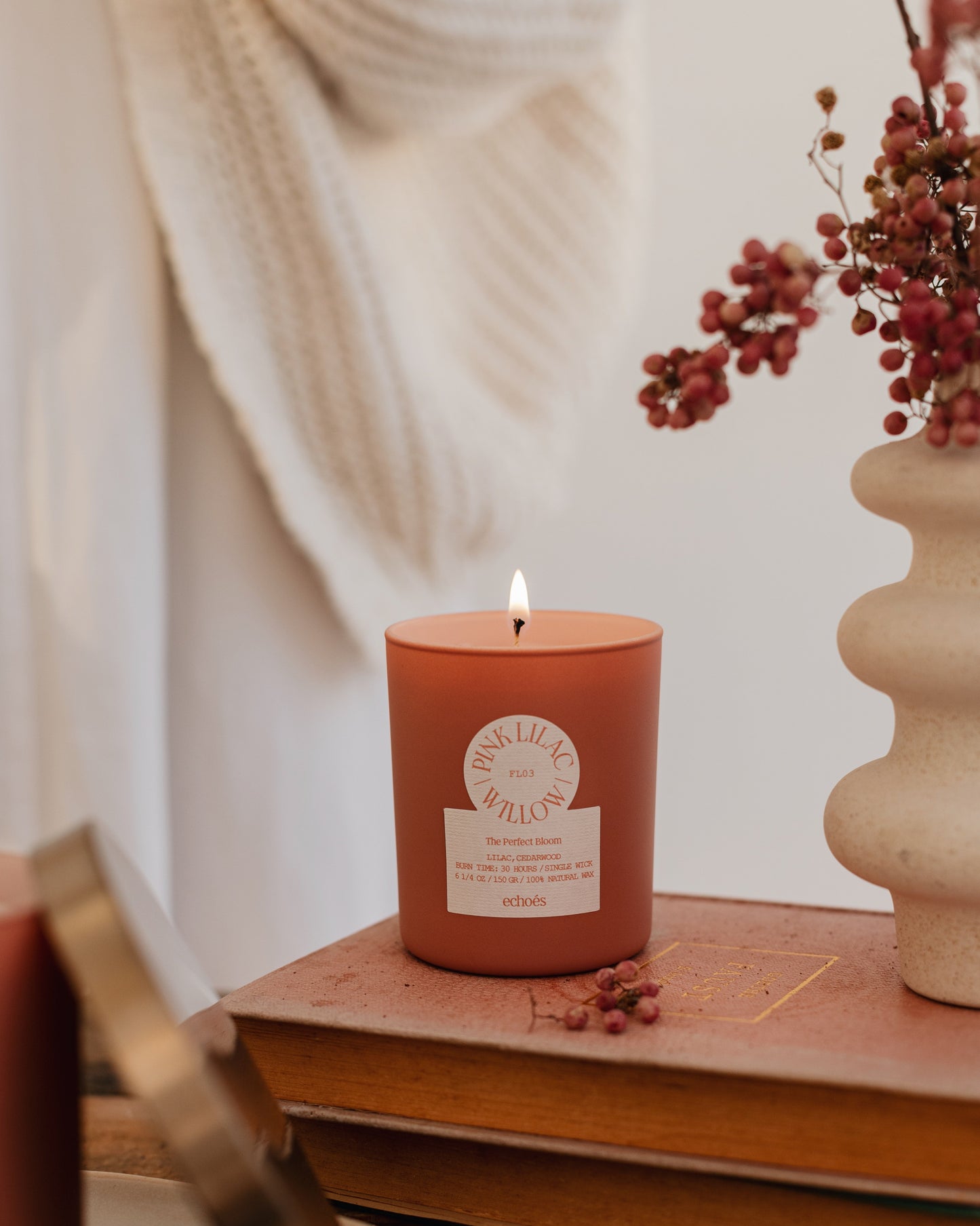 Pink Lilac & Willow - Small Size Natural Candle