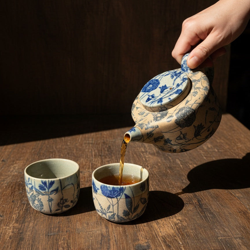 Blue Flora Tea Set