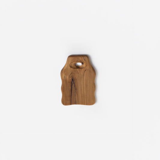 Small hand-carved teak wood board with natural grain.
