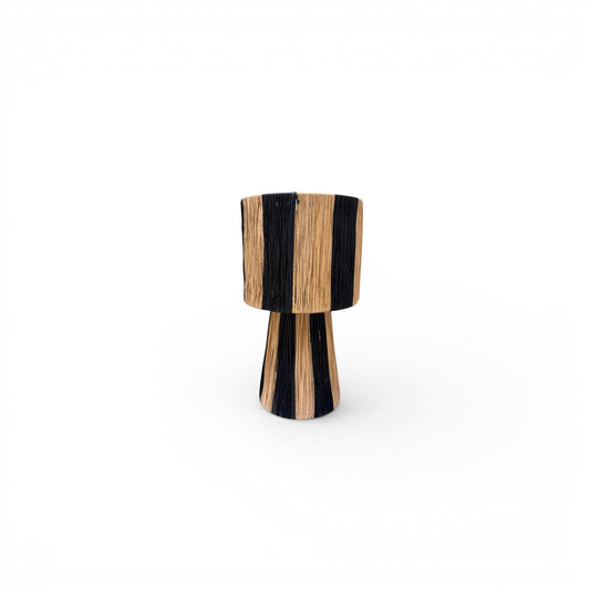 Linear Woven Raffia Lampshade - Striped