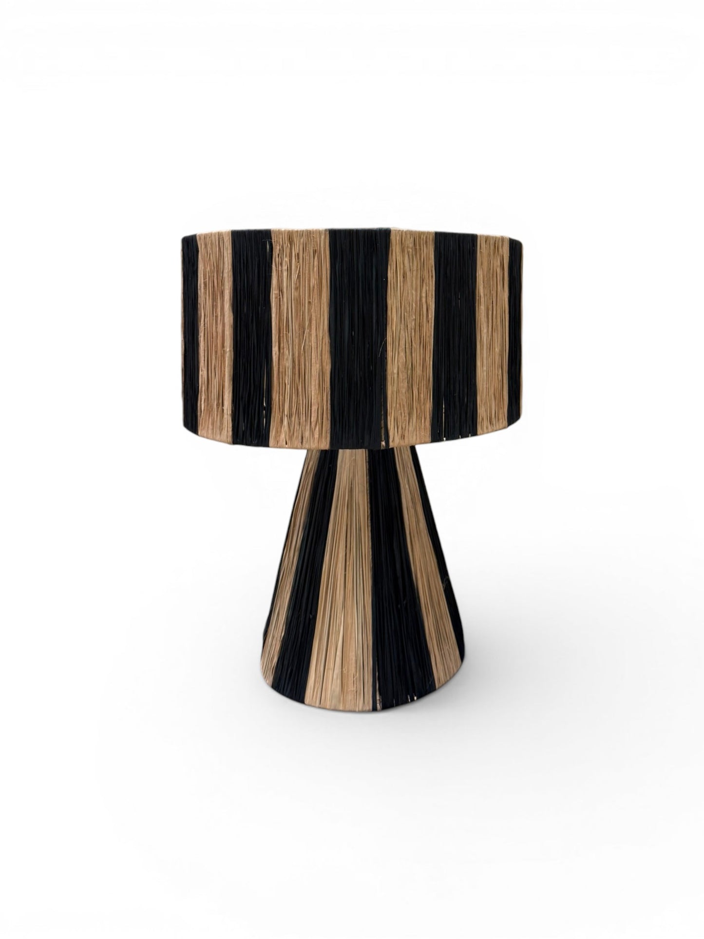 Linear Woven Raffia Lampshade - Striped