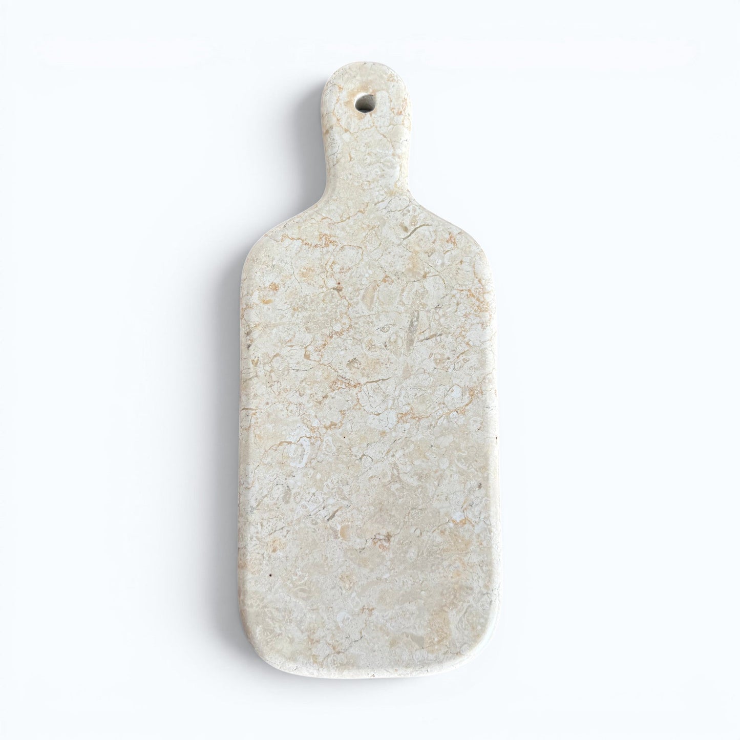Cream marble cutiing board, hand-carved. Luxury feel and heavy. 