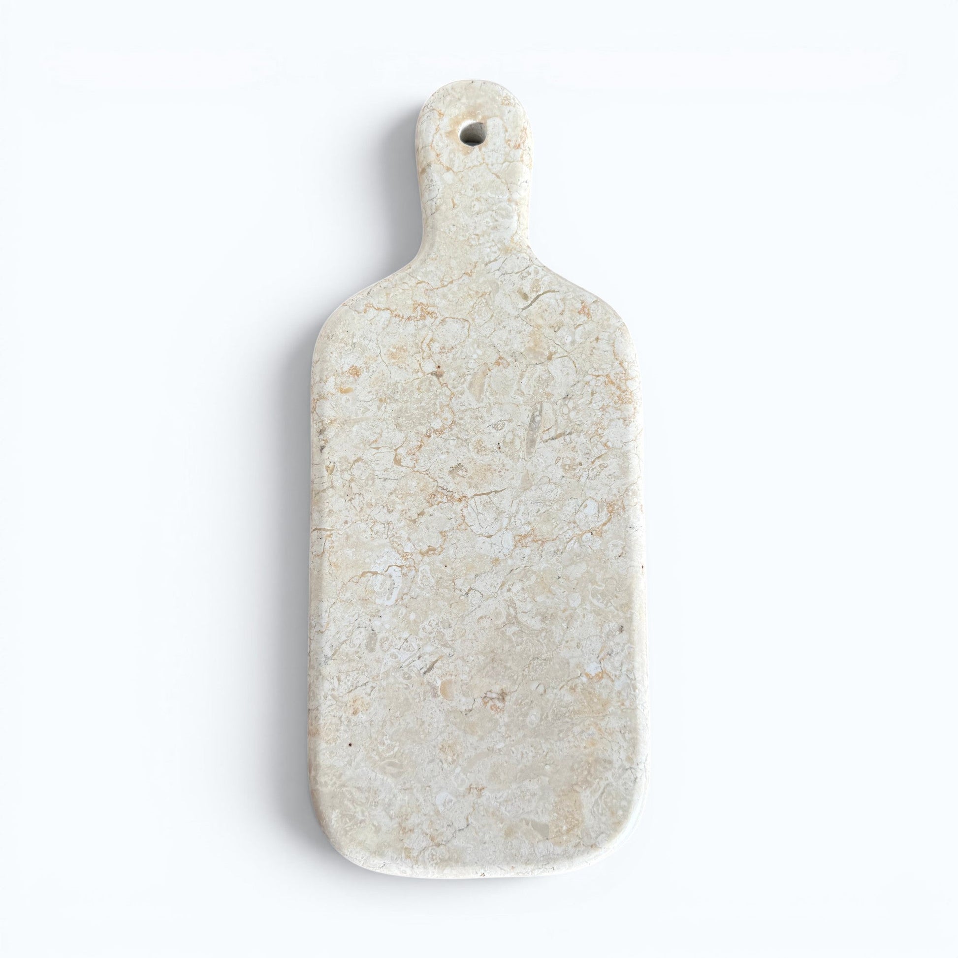 Cream marble cutiing board, hand-carved. Luxury feel and heavy. 