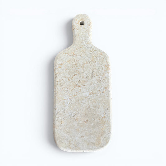 Cream marble cutiing board, hand-carved. Luxury feel and heavy. 
