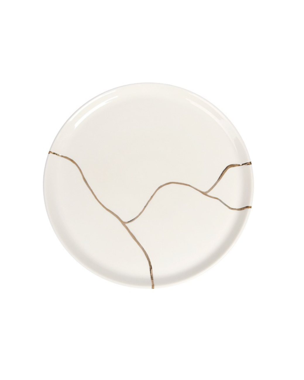 Kintsugi-Inspired Spirits Flat Plate - Gold Banded