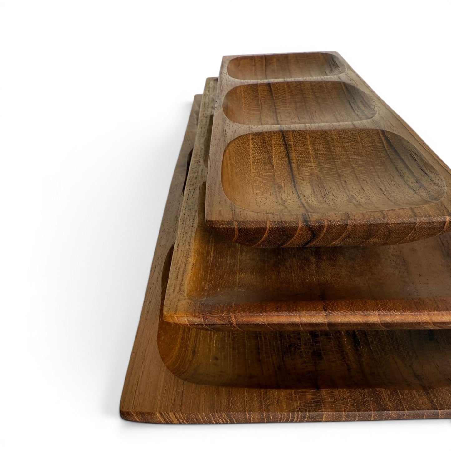 Trio Teak Portion Platter
