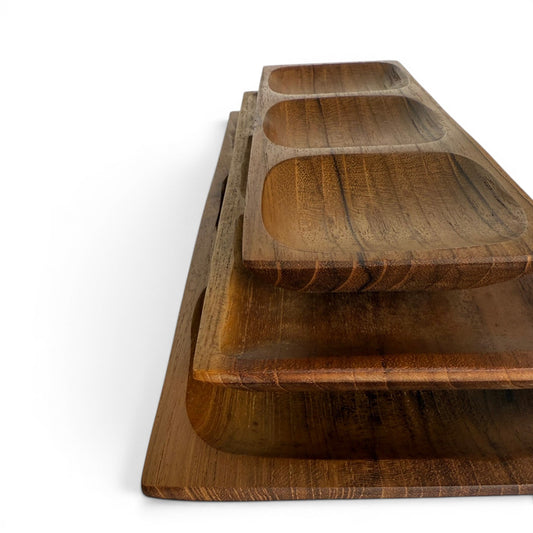 Trio Teak Portion Platter