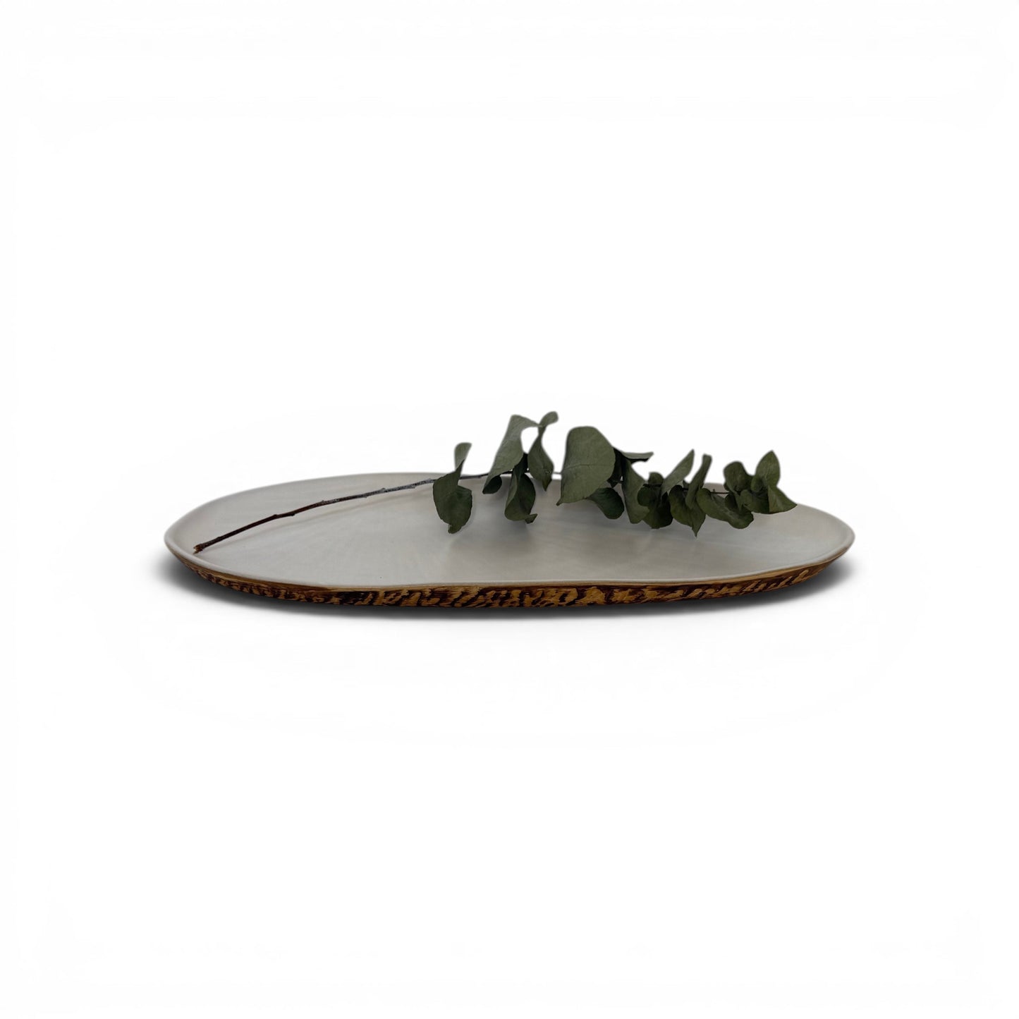 Textured Elongated Stoneware Platter