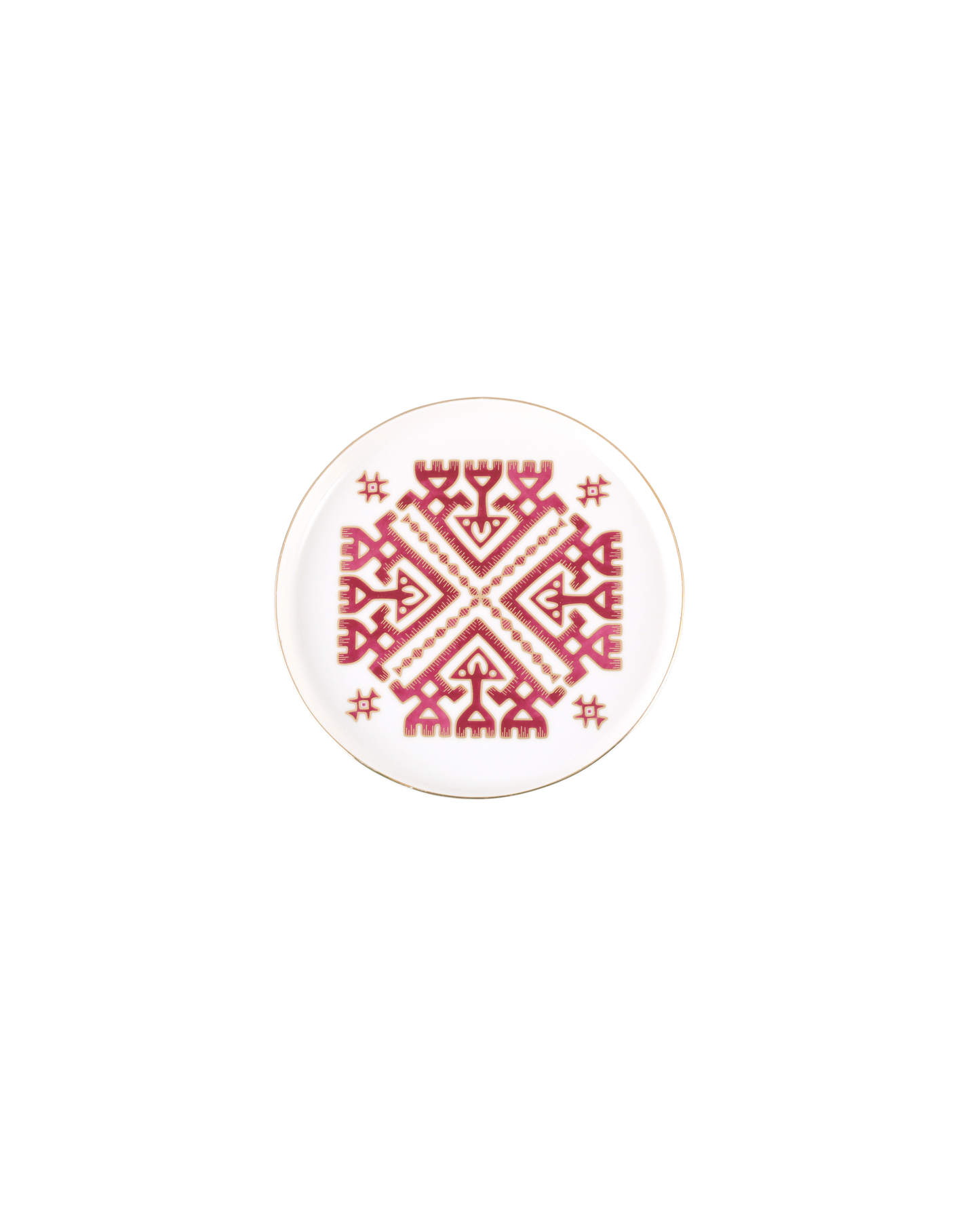 Arabesque Motif Flat Plate - Red