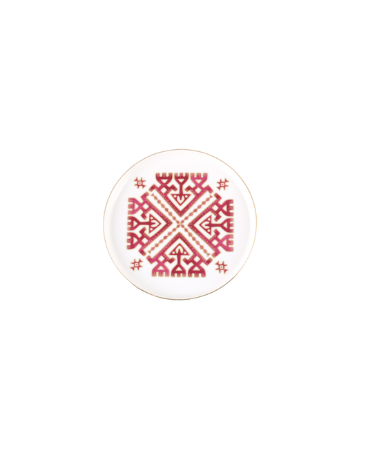 Arabesque Motif Flat Plate - Red