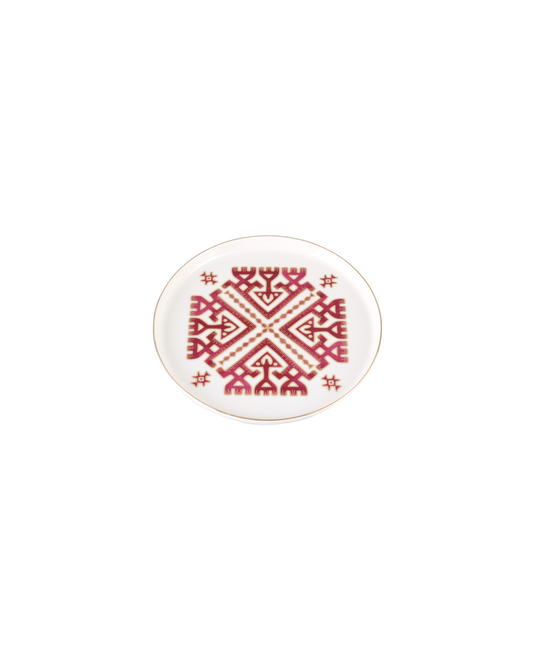 Moorish Motif Flat Plate - Deep Maroon