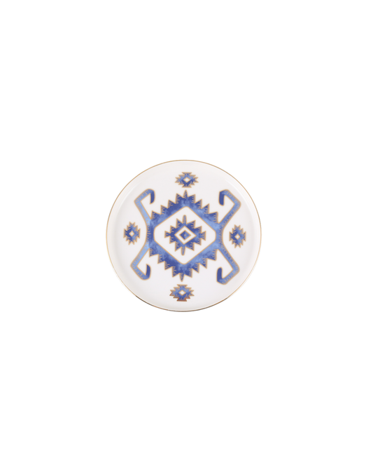 Arabesque Motif Flat Plate - Blue