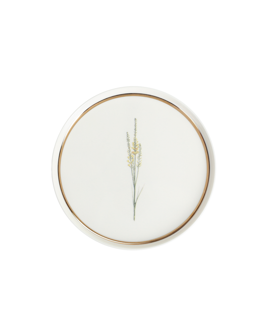 Botanical Flat Plate - Wildflower Plate - Gold Rim - Luxury Tableware - Adorn Malta