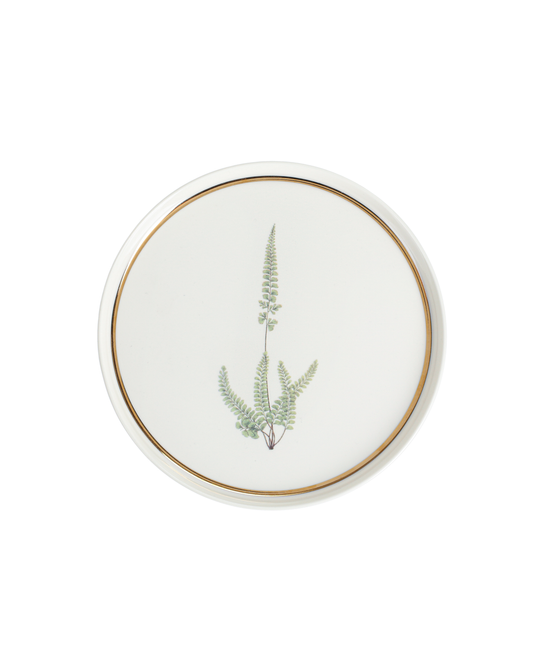 Verdant Fern Plate - Botanical Plate - Gold Rim Plate - Luxury Tableware - Adorn Malta 