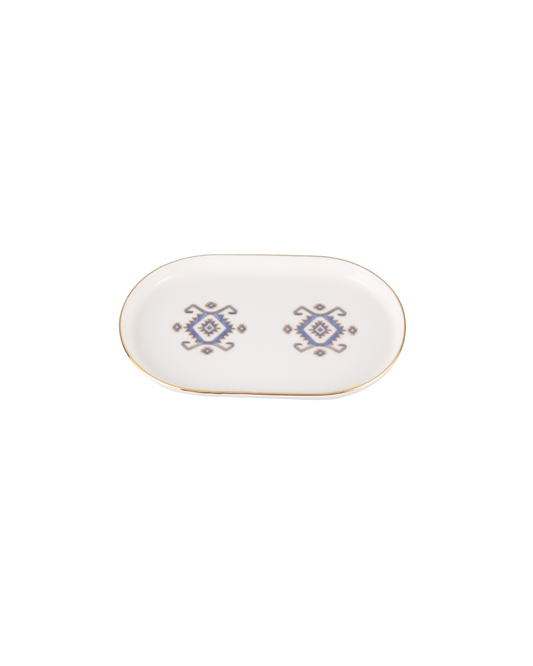 Arabesque Oval Plate - Blue
