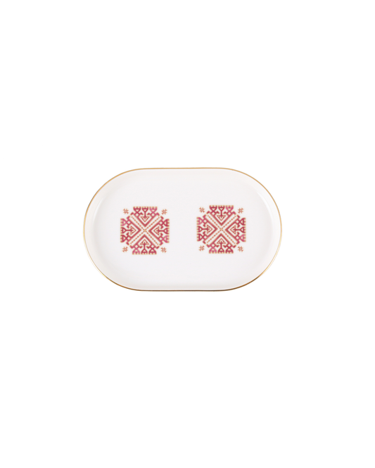 Arabesque Oval Plate - Red