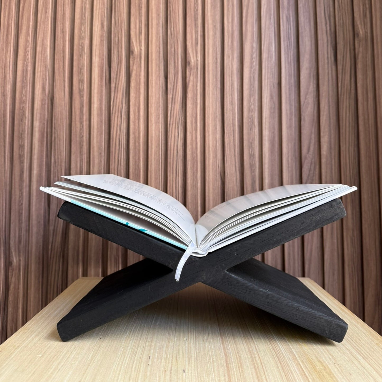 Sculptural Mango Wood Book Stand