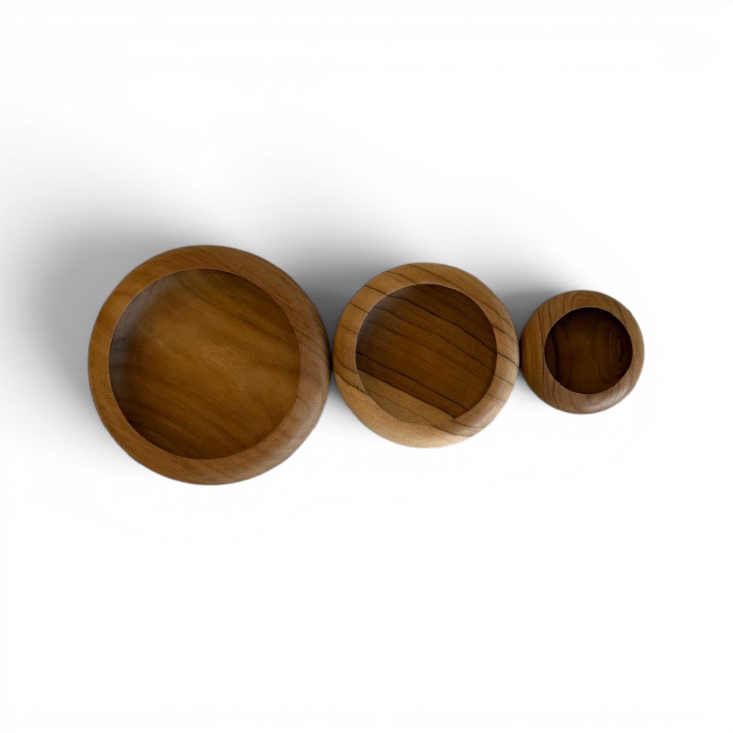 Pebbled Teak Nesting Bowl