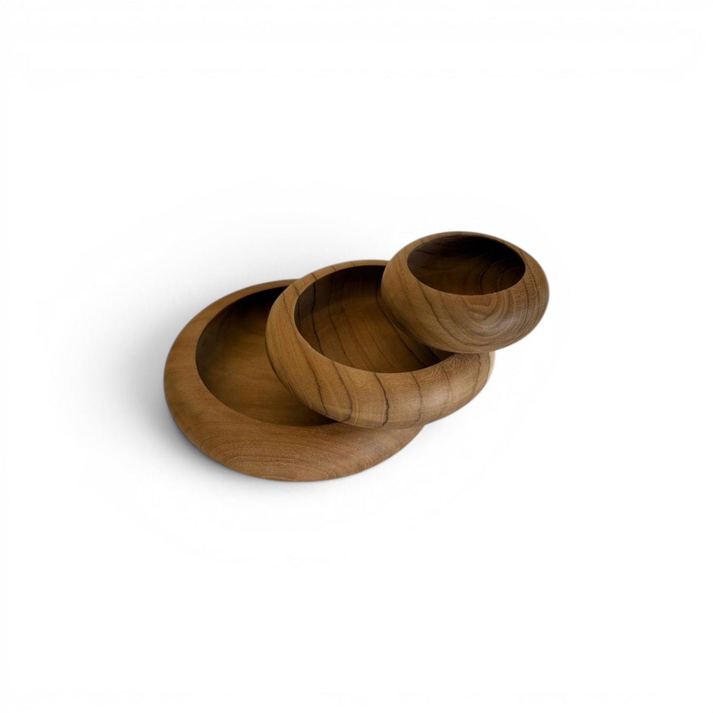 Pebbled Teak Nesting Bowl